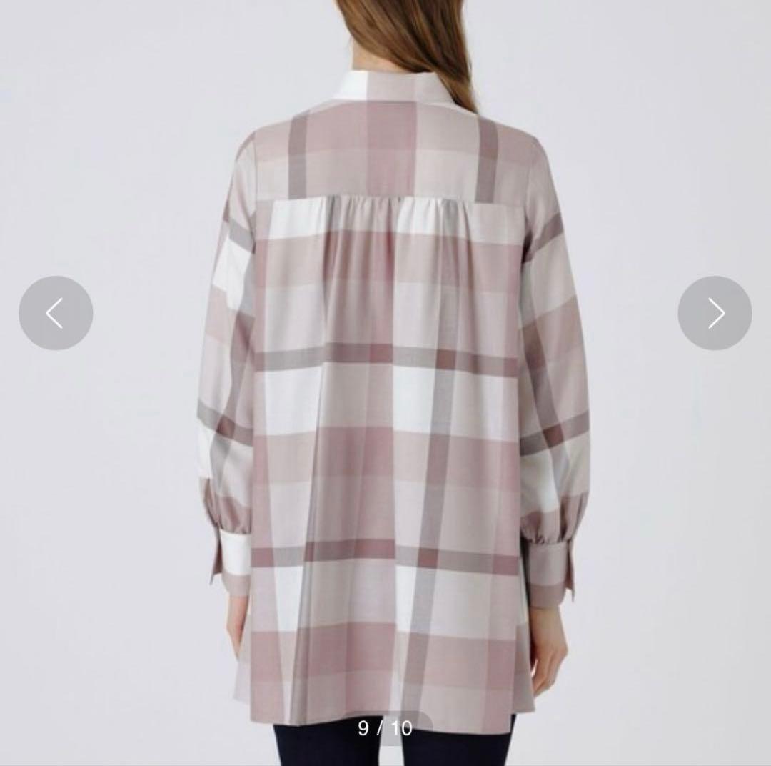 美品　ブルーレーベル クレストブリッジ チェックエアリーツイルブラウス　38