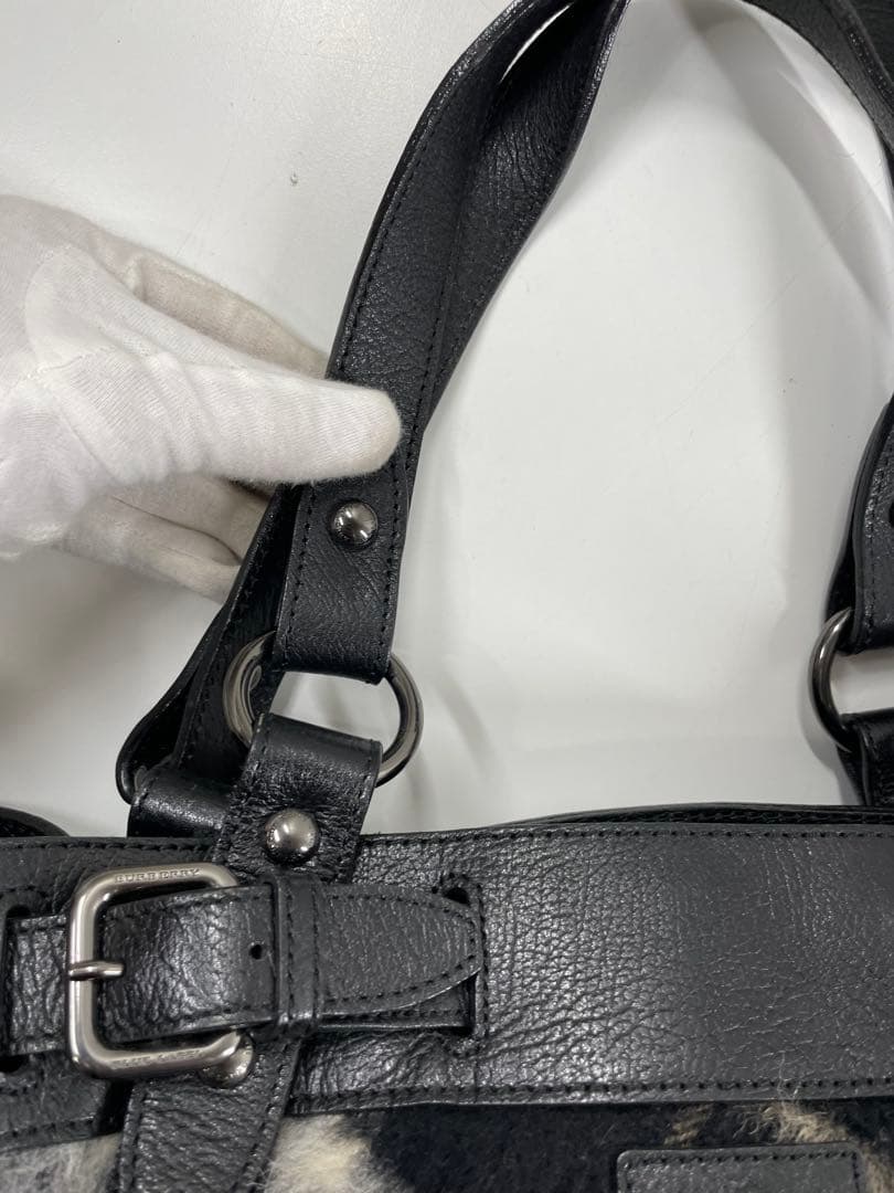 BURBERRY ブラック チェック柄 ハンドバッグ