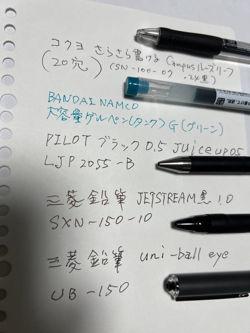 日記帳の液状インクボールペンの裏写り状況