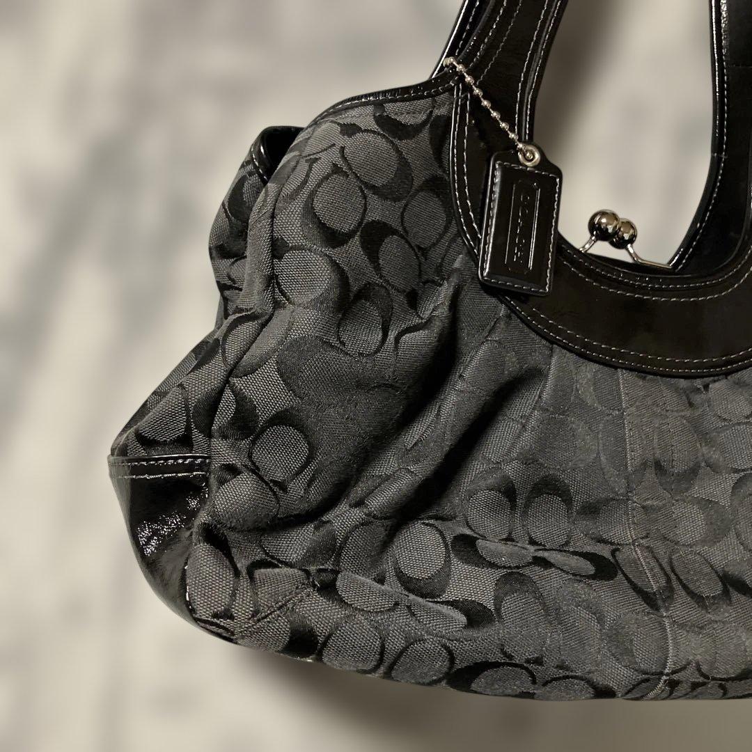 COACH コーチ シグネチャー ワンショルダーバッグ がま口 ブラック
