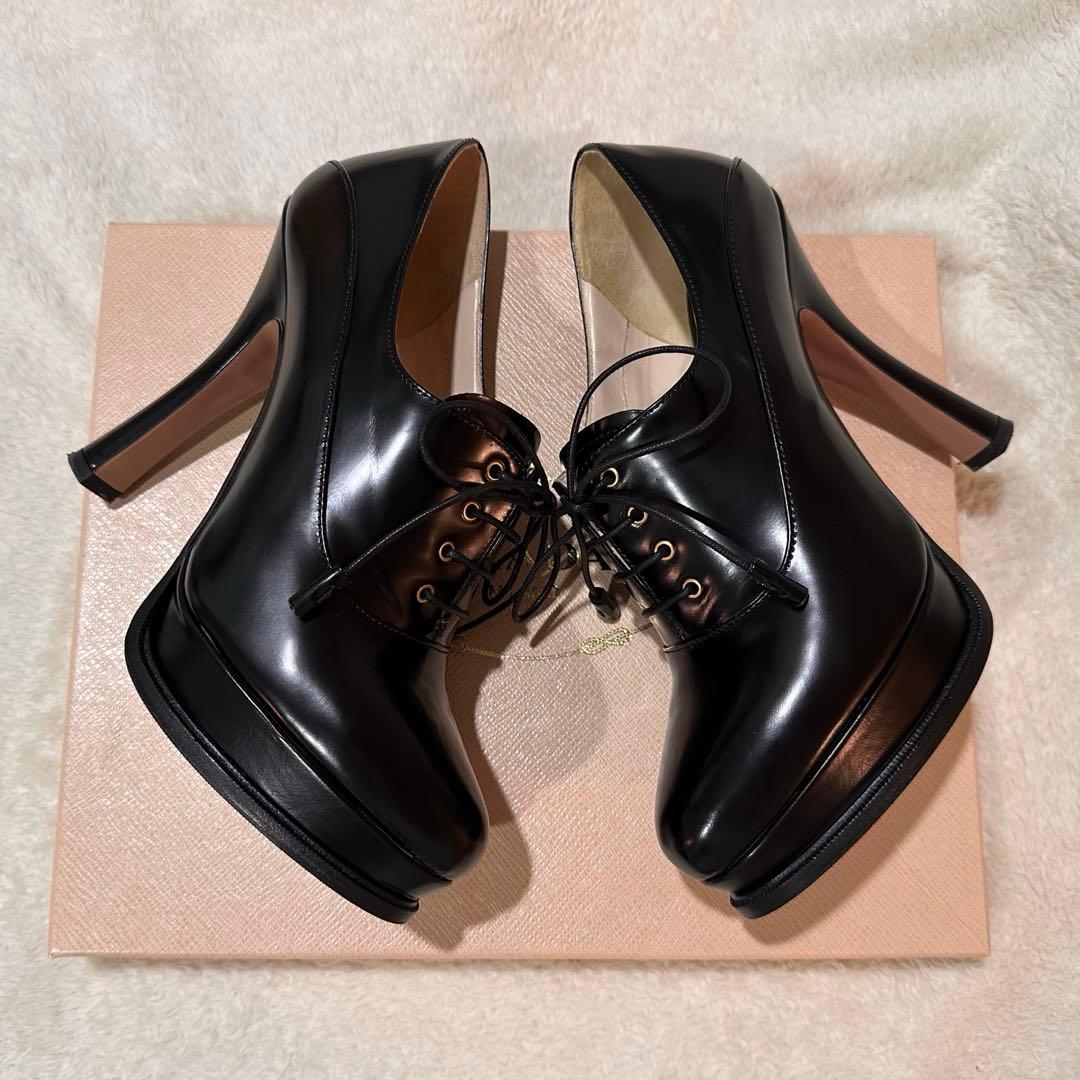 PRADA レースアップショートブーツ 38 1/2
