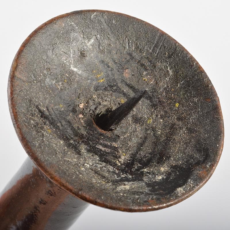 瀬戸焼　瀬戸黒　祖母懐　火灯　燭台　時代箱　C　R7015