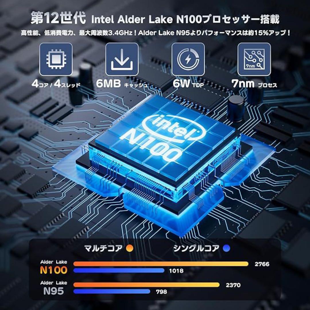 ミニpc n100動作サクサク最大3.4GHz 12GBDDR5256GBM.2