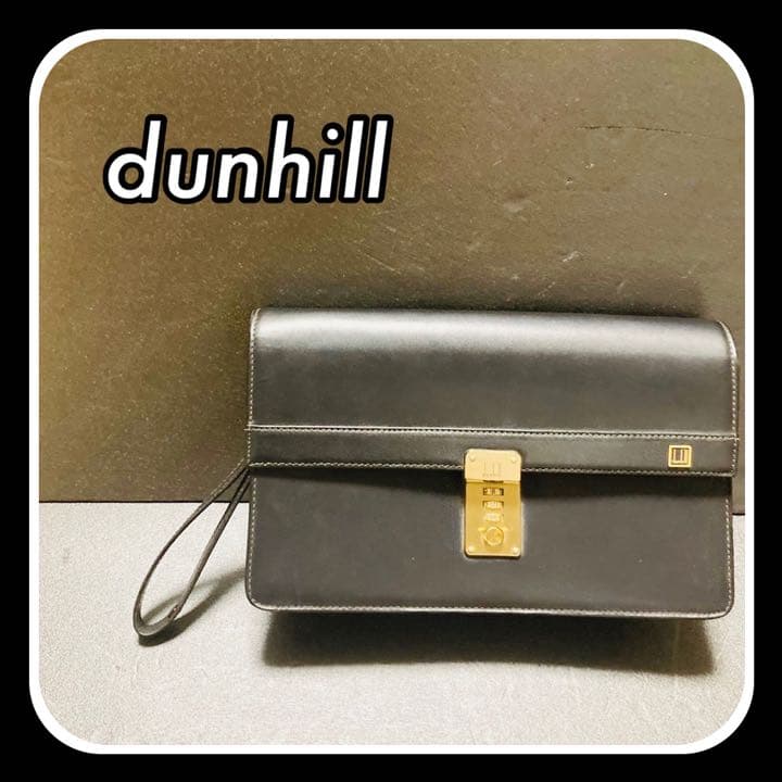 【大人な鞄】dunhill セカンドバック　レザー　ゴールド金具　ダイヤル付