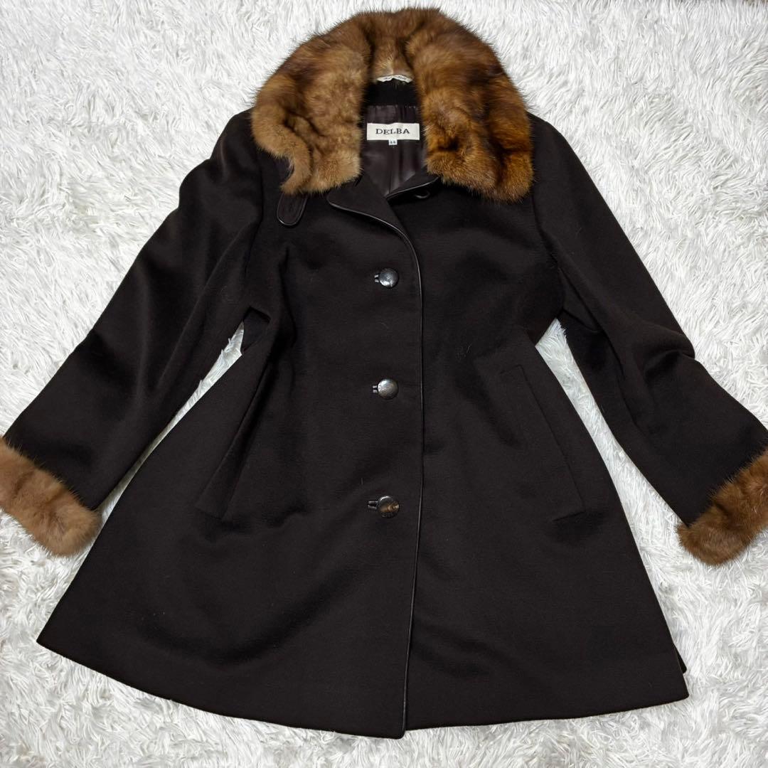 DELBA PIACENZA ロングコート　ファーコート　カシミア　ブラック