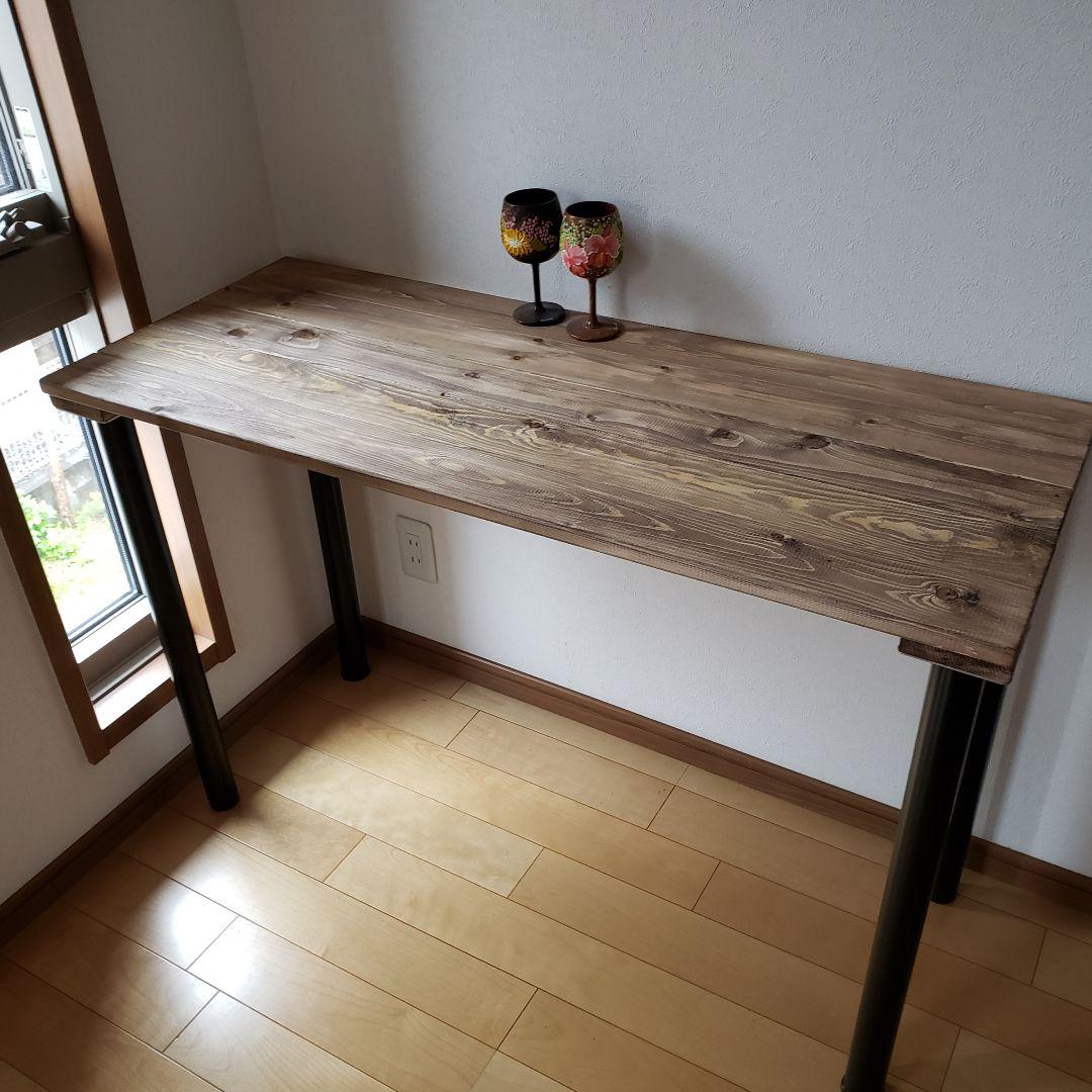 80✕45 カウンターテーブル　ウォールナット　無垢材　アイアン脚