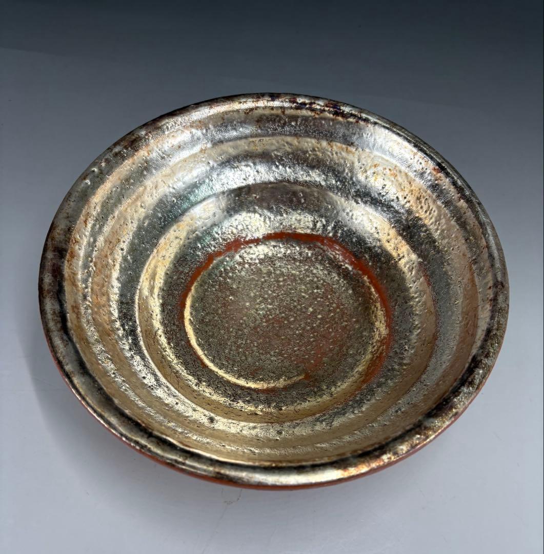 【茶道具】松楽造　赤楽金銀嶋台茶碗（共箱）★送料込★