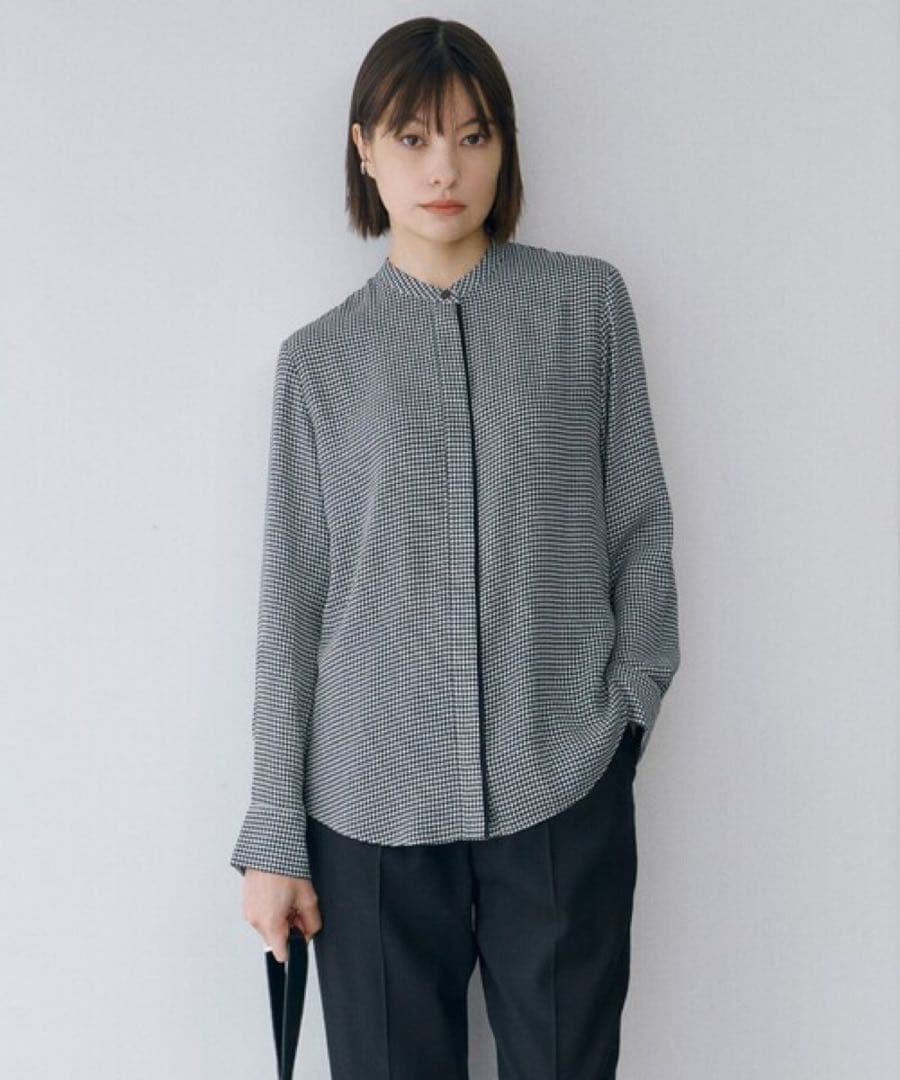 ICB BackSatinAmunzen バンドカラーブラウス 美品