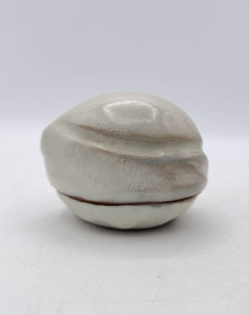 c802【新品・未使用】香合 萩焼 桃 宮田豊 木箱 茶道具