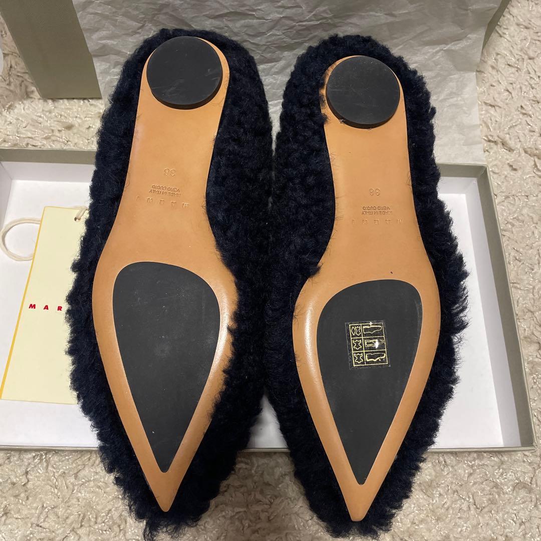 【ケロッピ】MARNI ラムファー フラットシューズ　36