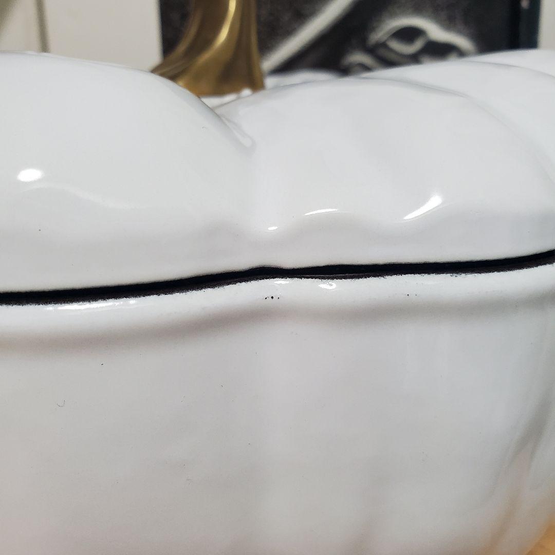 STAUB パンプキン 24cm ホワイト ストウブ パンプキンココット 真鍮