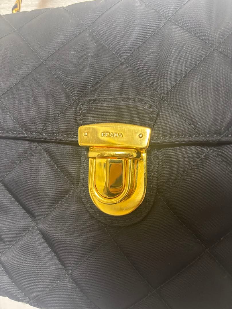 PRADA|プラダ|ナイロンショルダーバッグ|ブラック×ゴールド|付属品あり