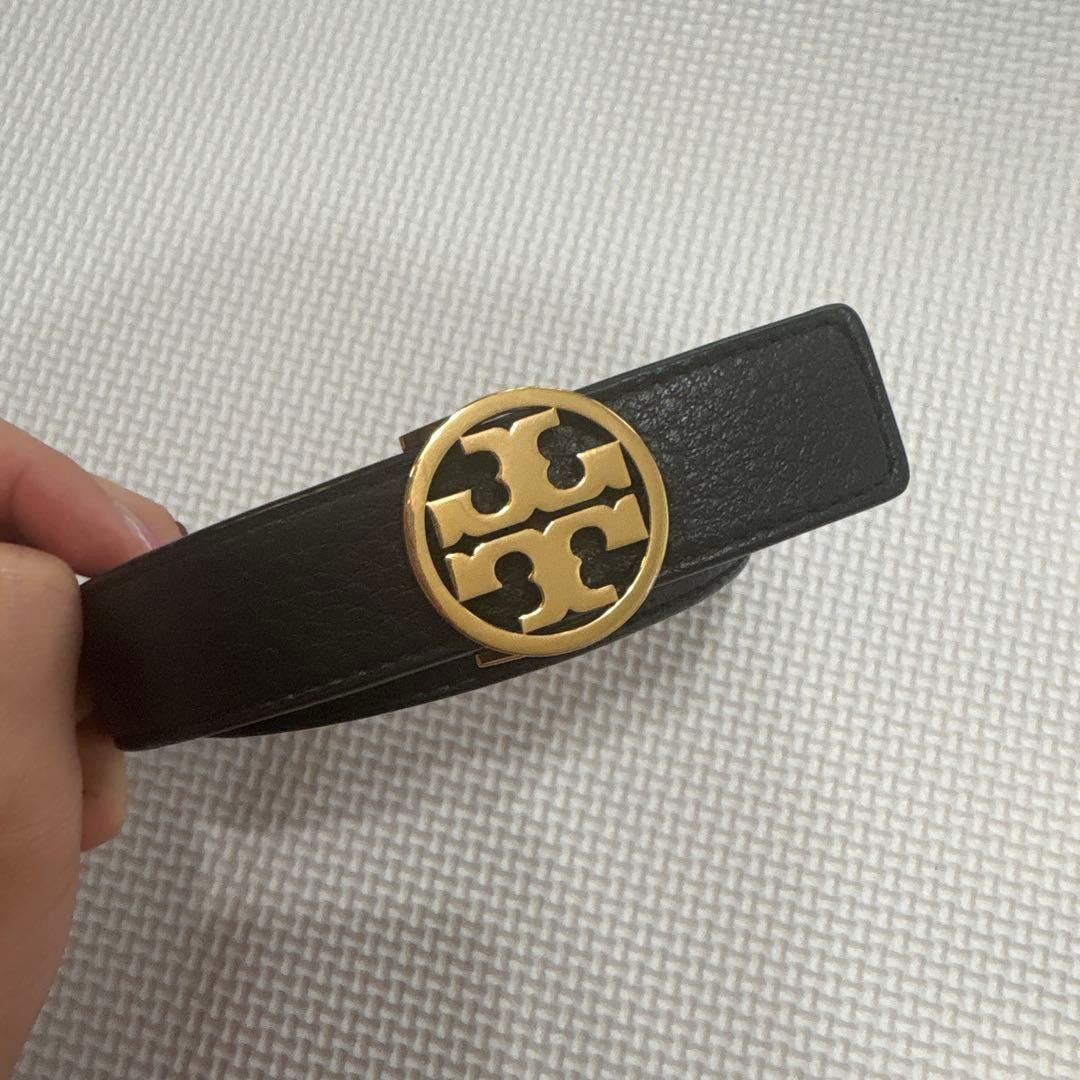 【美品】 TORY BURCH ブラックレザーベルト Sサイズ