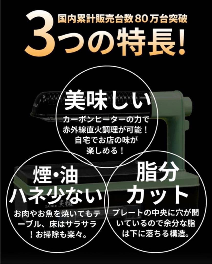 【美品】ザイグル　焼肉ホットプレート　炙輪ゴールド ワイドプレートセット