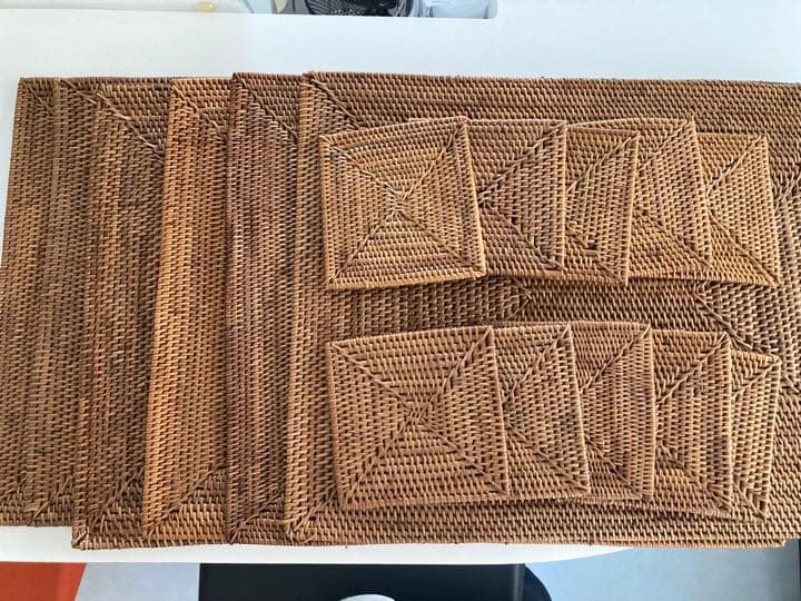 【美品】ラタン編みランチョンマットセット