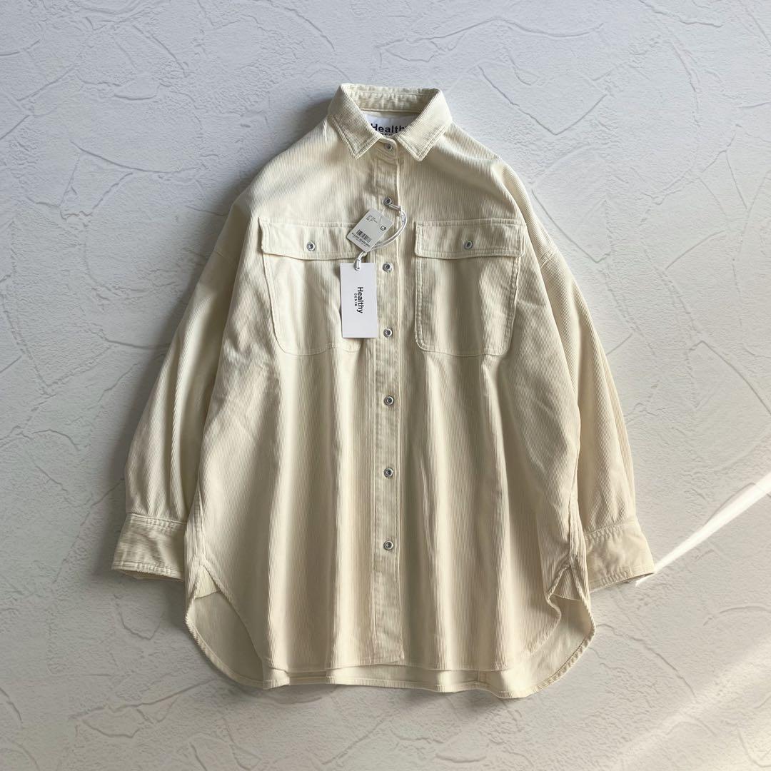 ✨新品✨ ヘルシーデニム アーモンド コーデュロイシャツ スーパービッグシャツ