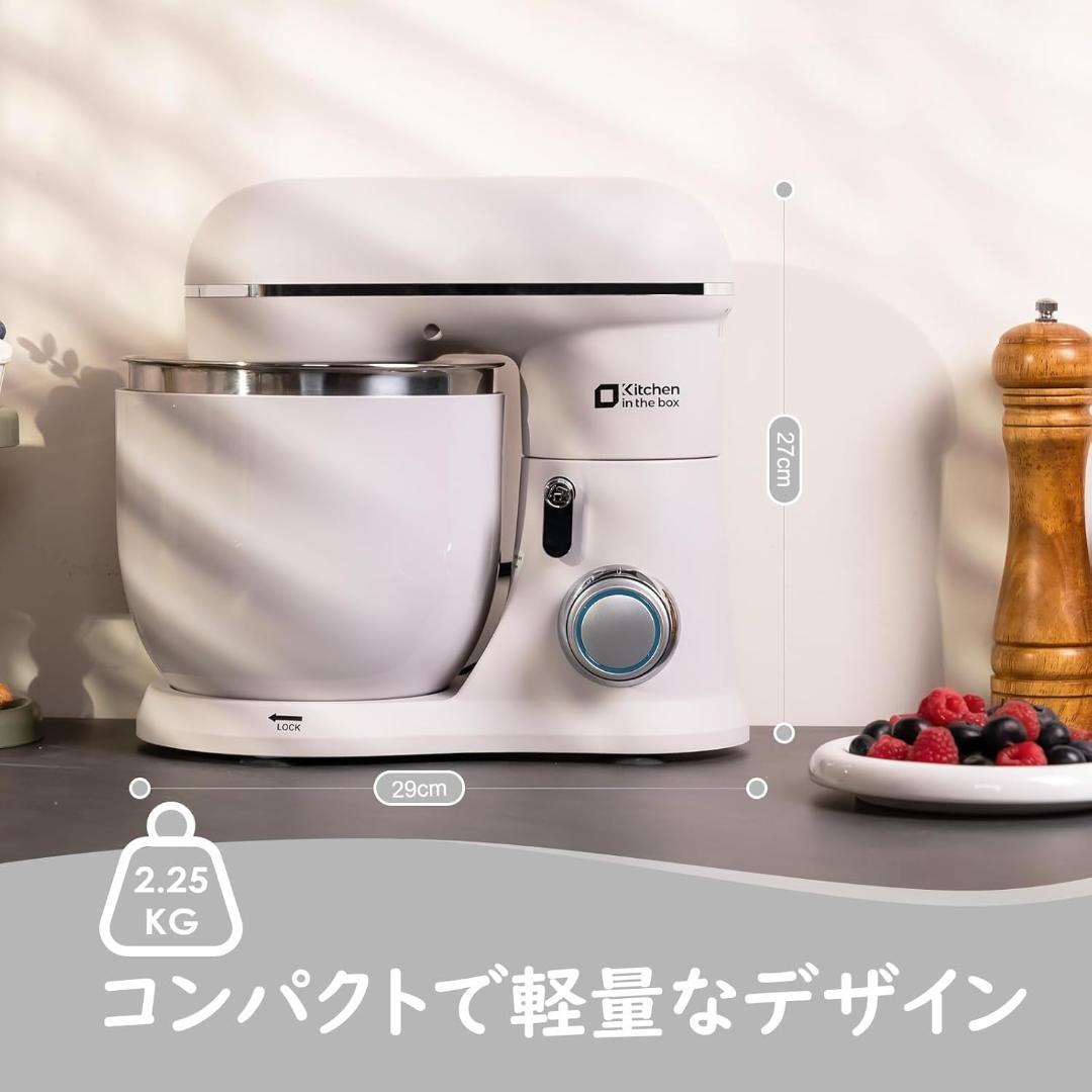 スタンドミキサー ダブルボウル 卓上ミキサー 3種類アタッチメント付き