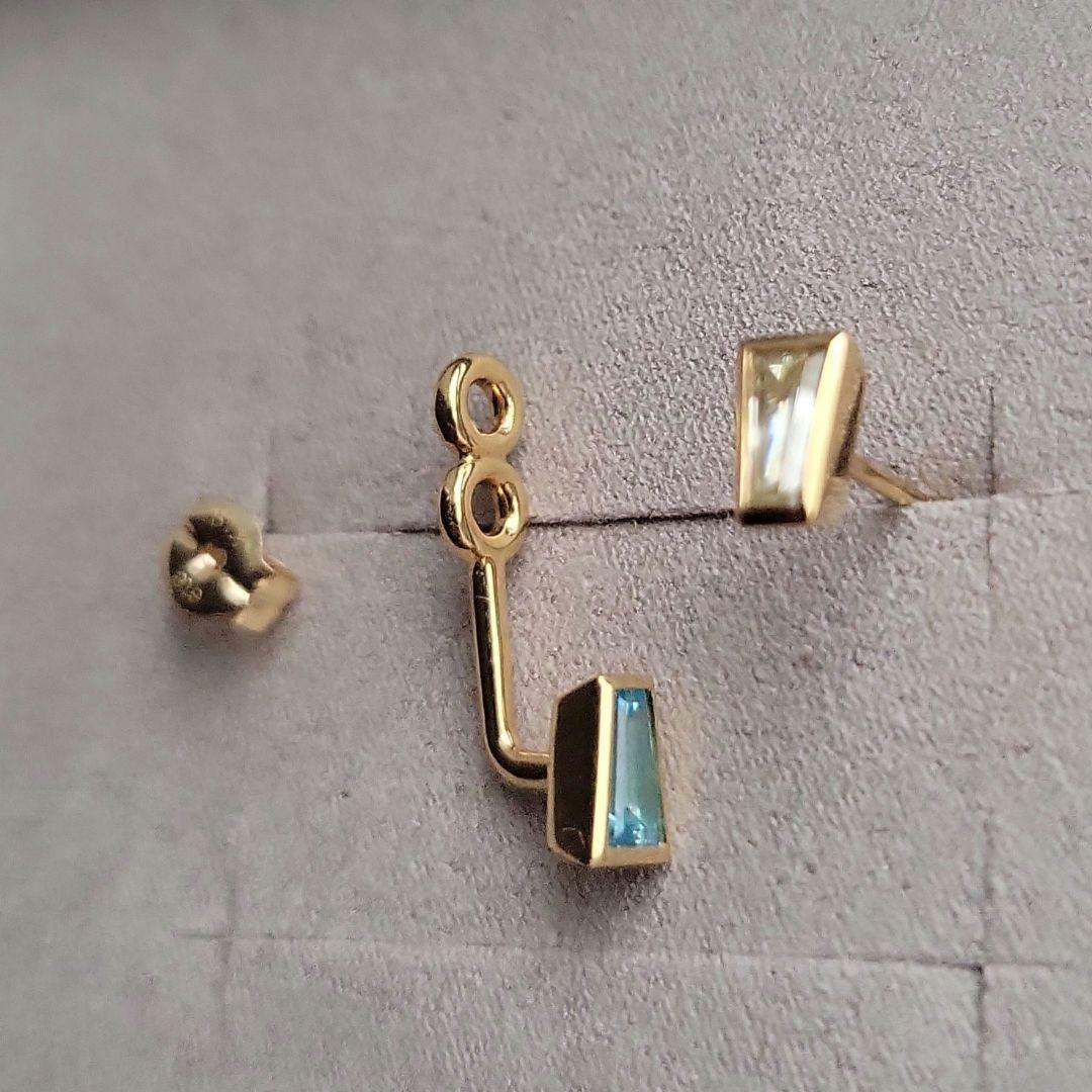 ete　片耳ピアス　ゴールド　SV925　K18ポスト　キャッチ　キュービック