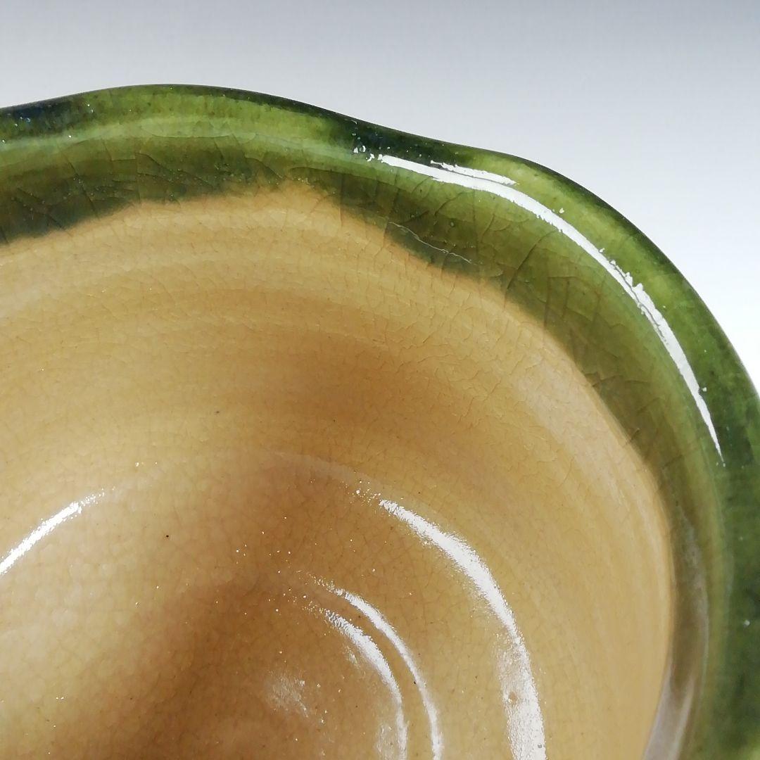 Ｔ７２７　茶碗　『織部茶碗』『作山窯　小池斉 造』　共箱　抹茶碗　茶道具