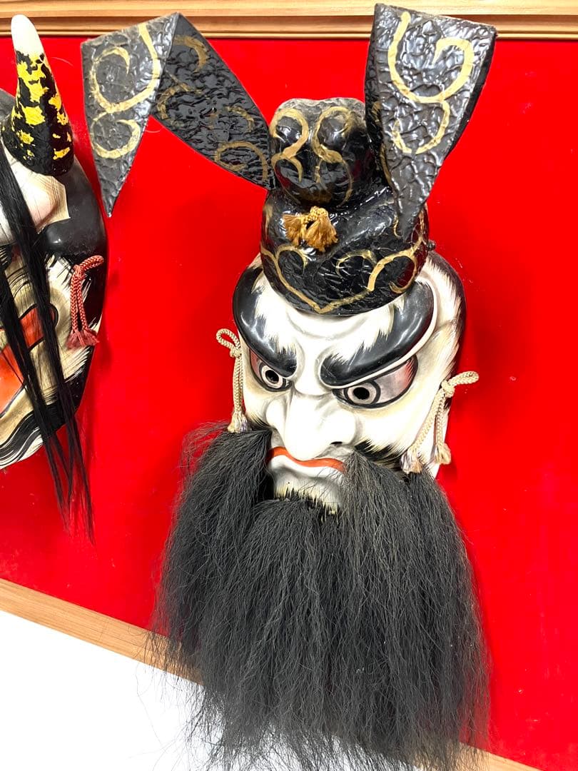 石見神楽面◆般若面＋鍾馗◆柿田勝郎 作 乾漆 特大 壁掛け 在銘 招福 伝統工芸