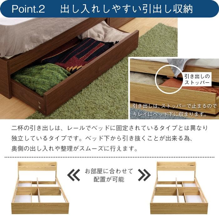 【R】ダブル　マットレスなし【収納あり】 送料込み！【ライトグレー】