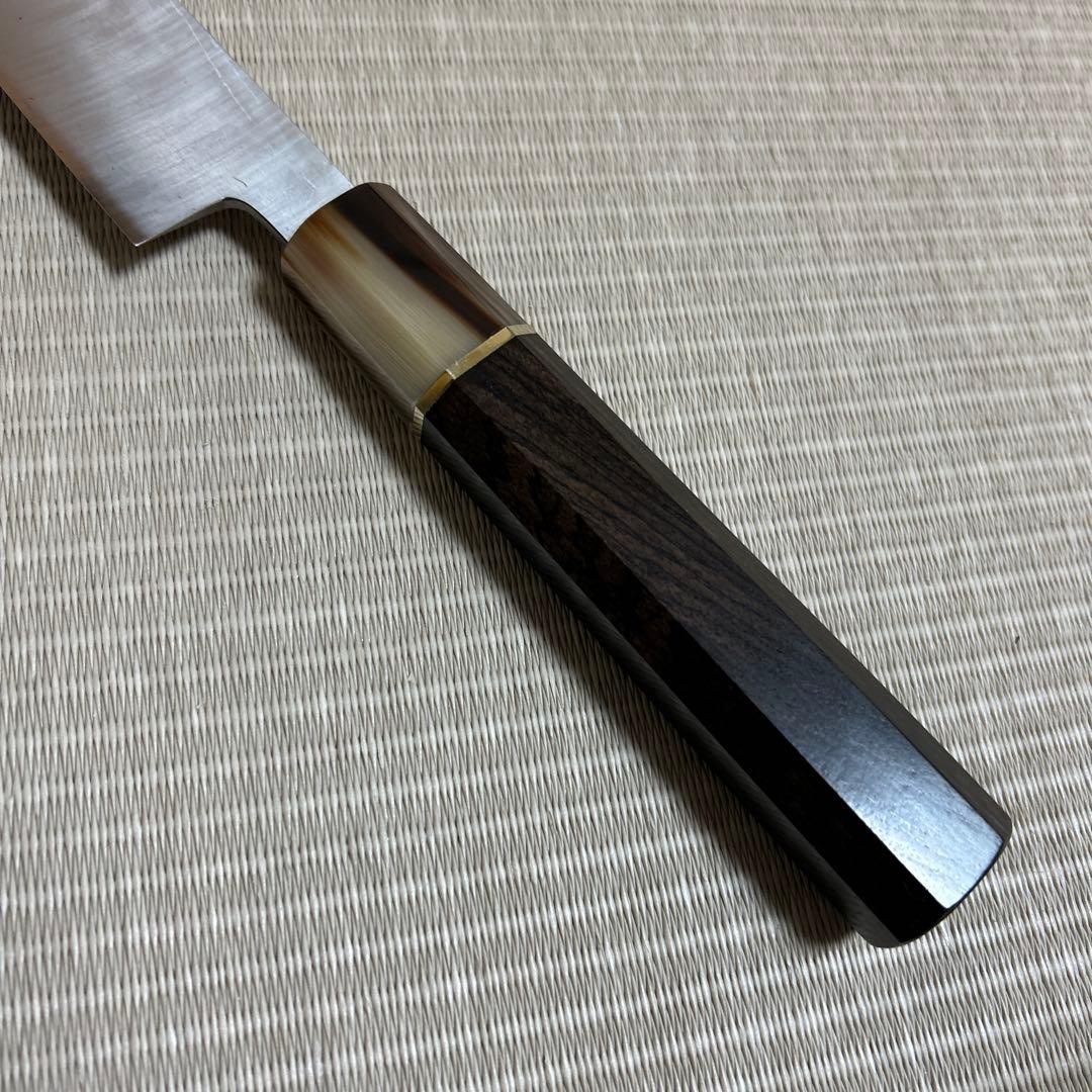 尺　柳刃包丁　和包丁　V金10号　本焼　マーブル水牛　黒檀八角柄