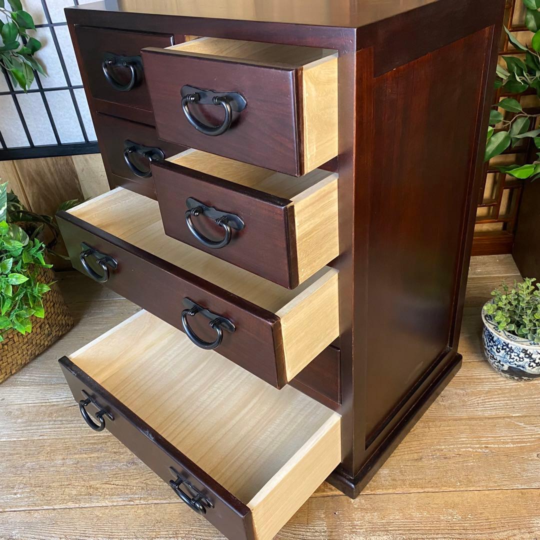 訳あり品！【132】民芸家具桐材多引き出しチェストタンスD48㎝×65㎝完成品