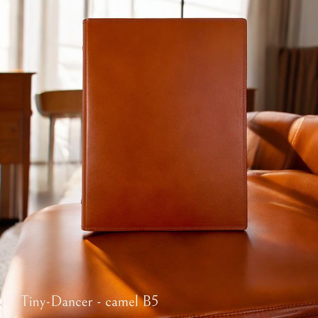 ルーズリーフ バインダー B5 26穴 本革 リングファイル キャメル