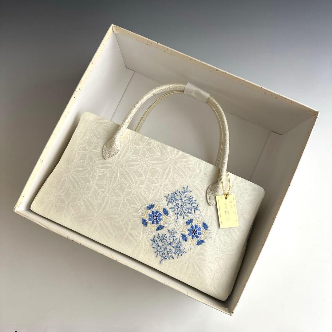 新品未使用 ！！刺繍入り！！京都 西陣 正絹 帯使用 利休バッグ　25122