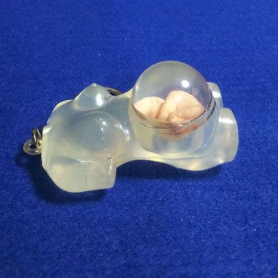 77 極美品 未使用 レア 90s 妊婦 胎児 スケルトン クリア キーホルダー