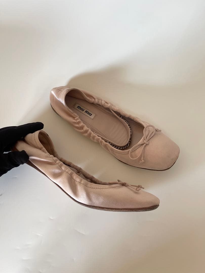 正規品ミュウミュウmiu miu フラットシューズバレエシューズ 37.5