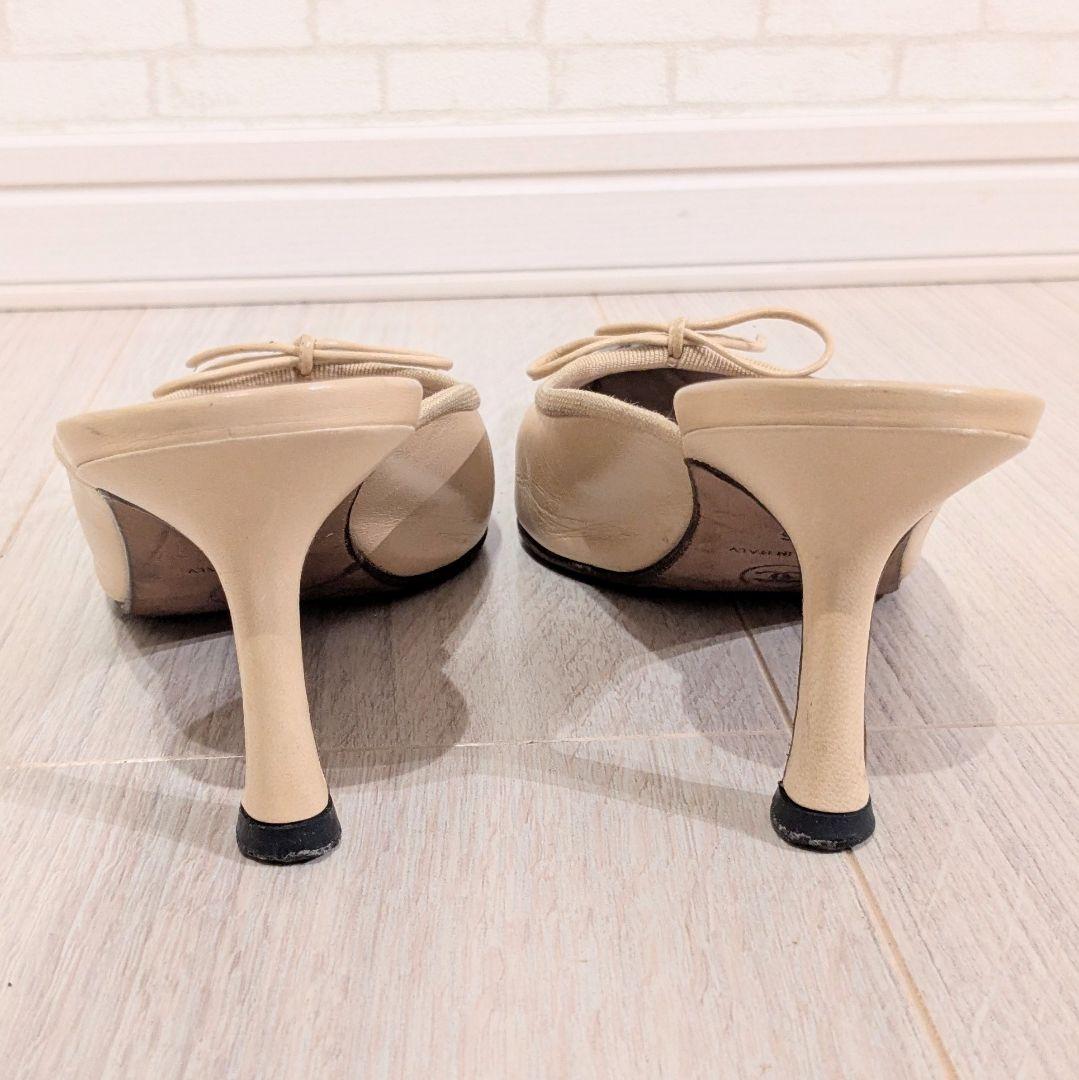 CHANEL　シャネル　バイカラー　ミュール　ココマーク　ポインテッドトゥ　36