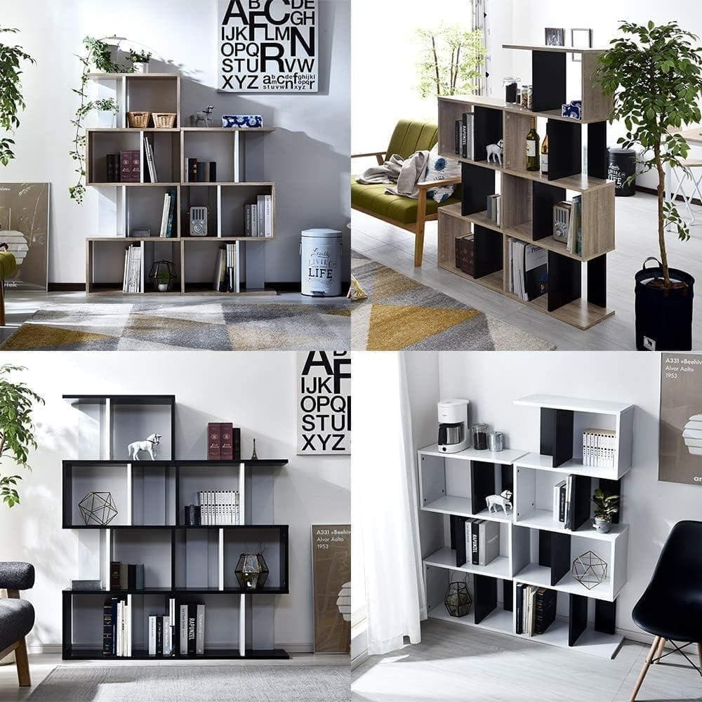 【M2160-101-70】S字本棚 4段ディスプレイラック スリム木製