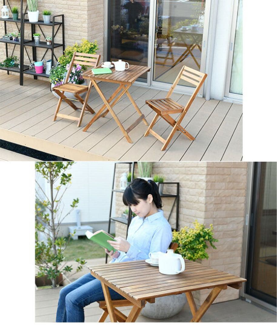 新品未使用箱不良　山善　フォールディングテーブル3点セツト（カク） MST-3
