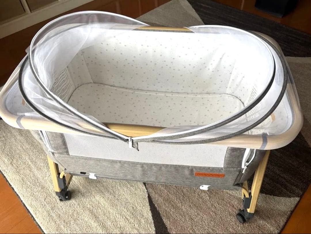 【美品】maydolly 折りたたみ式ベビーベッド グレー