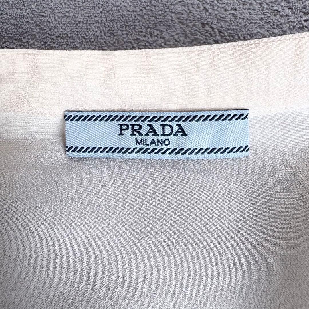 yumiso様プラダ ブラウス ボウタイ リボンタイ シルク100% アイボリー