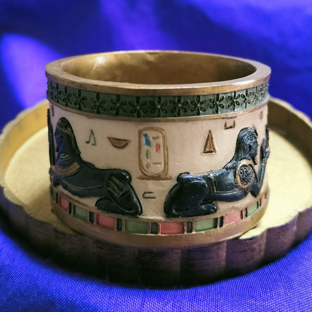 民族工芸品✨古代エジプト調モチーフ 神秘的レリーフ彫刻 装飾品✨貴重品 小物入れ