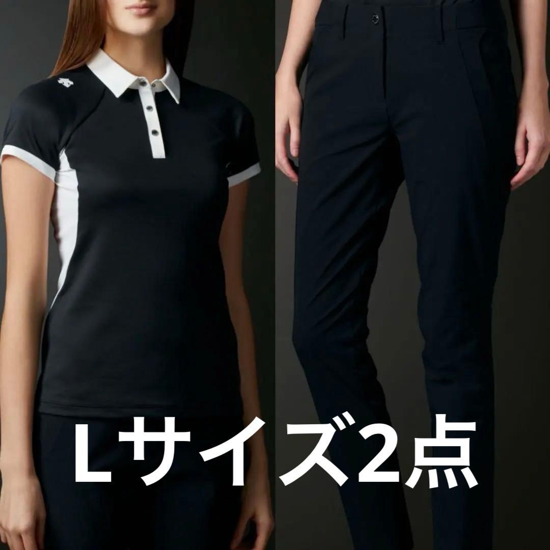 デサント　DESCENTE ゴルフ ポロシャツ　パンツ　セット　L 黒　春夏