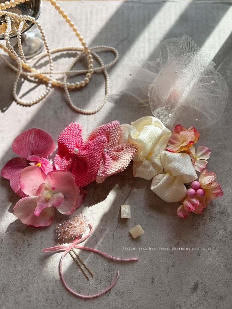 七五三　七五三髪飾り　ヘッドドレス　着物髪飾り　ピンク髪飾り　039