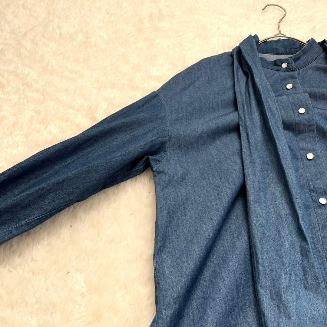 ドレステリア　２Way ボウタイデニムシャツ　ブラウス　リボン　ゆったり