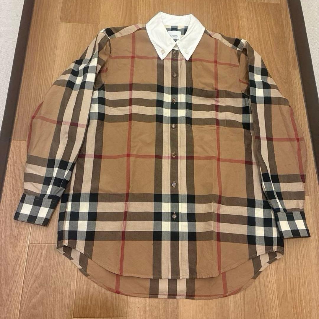 【極美品】現行BURBERRY コットンポプリンオーバーサイズシャツSサイズ