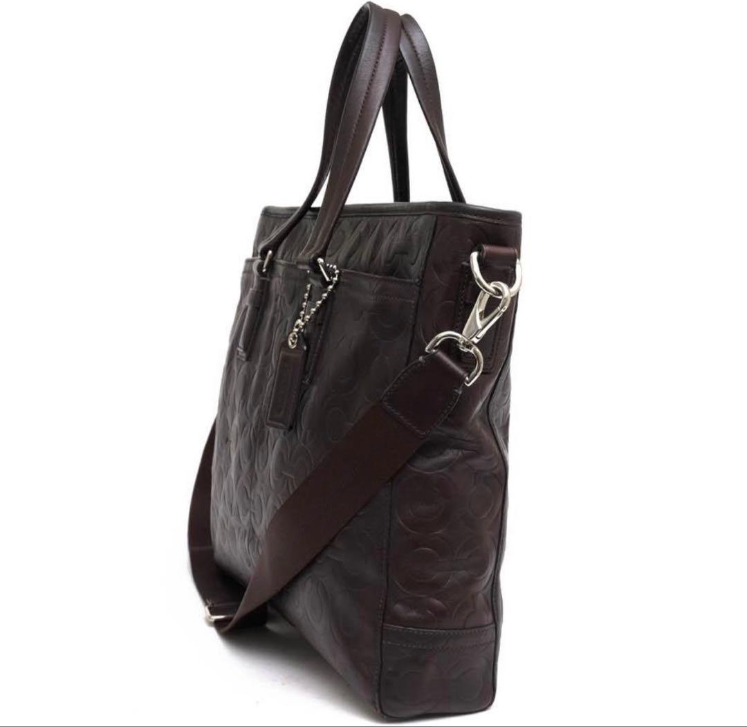 美品　COACH コーチ70253 オプアートビジネスバッグ　2way A4 茶