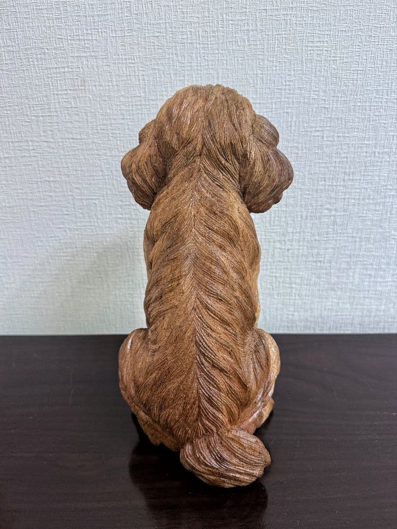 スワールウッド　天然無垢材　プードル　木彫り　手彫り　木製　犬の置物