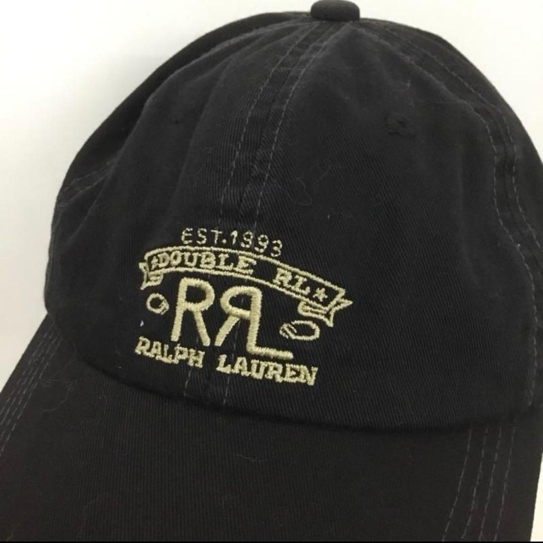 RRL ブラック ロゴ刺繍 ベースボールキャップ