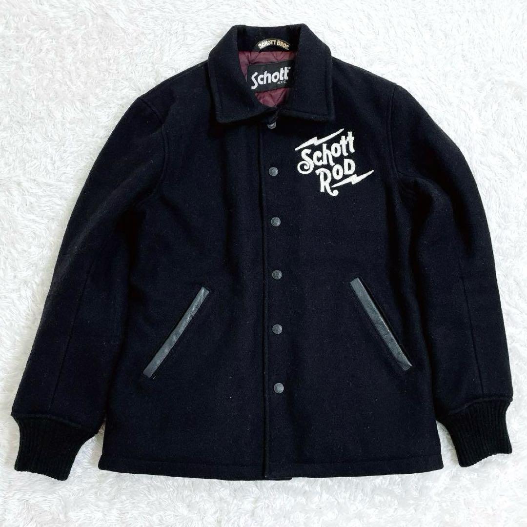 ショット Schott Rod 刺繍 メルトンスタジャン ネイビー S