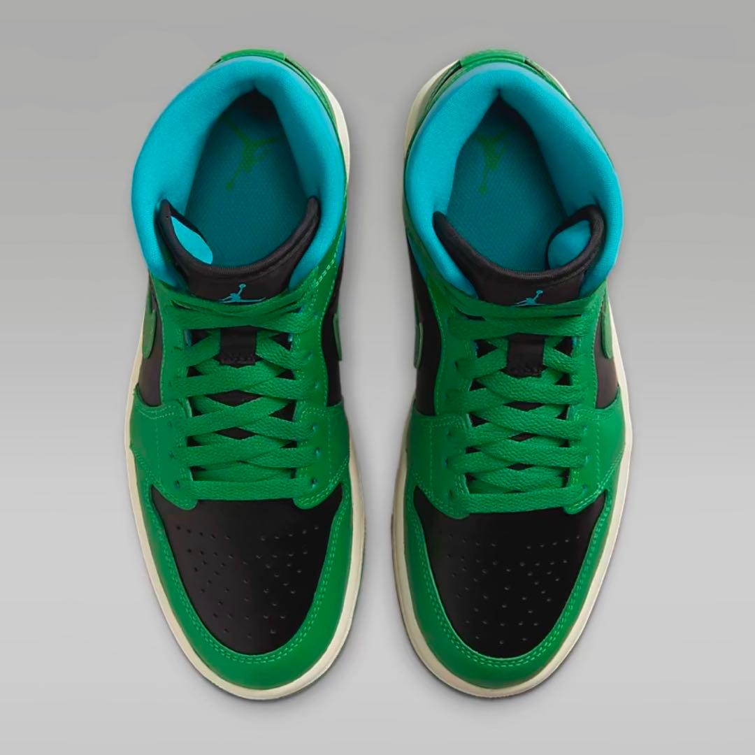 Air Jordan 1 Mid WMNS ブラック/ラッキーグリーン 28cm