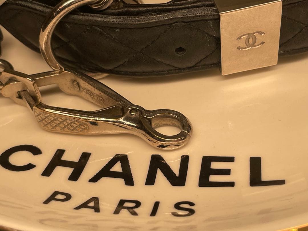 【美品】CHANEL シャネル ココマーク マトラッセ 小型犬 首輪 リード