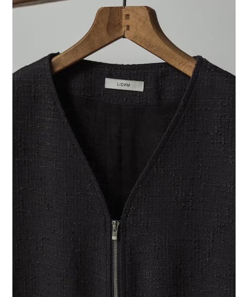 トップス LIDNM LIGHT TWEED ZIP VEST