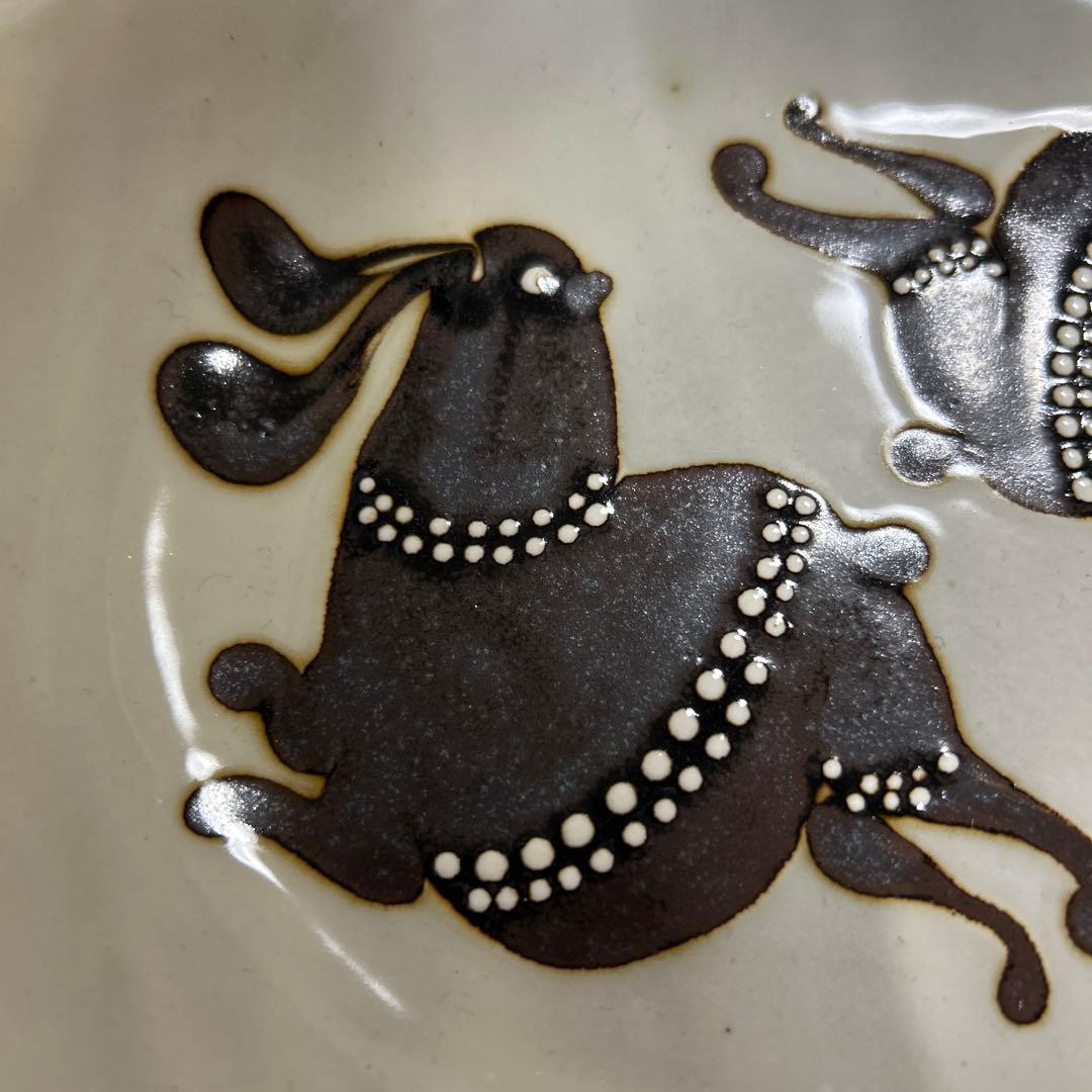 作家　陶芸作家　スリップウエア　うさぎ　オーバル　カレーパスタ　深皿②