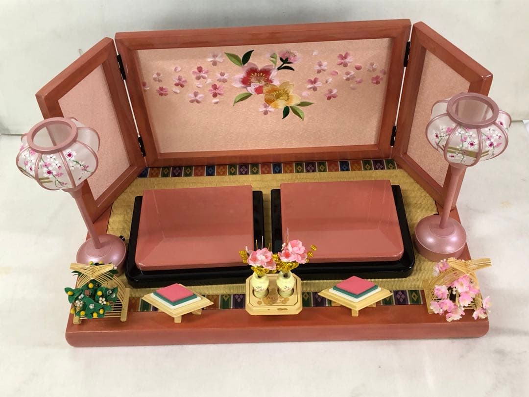 雛人形セット 花柄背景付夏場価格